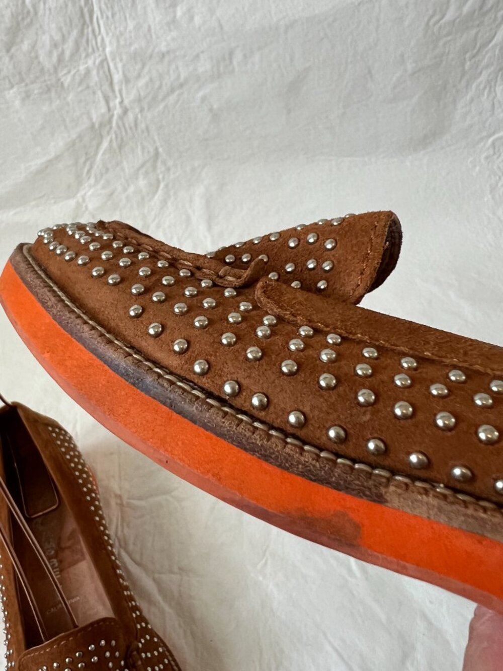 Jeffrey Campbell shoes Dorm size 8 womens   brown suede studded orange moc - Picture 12 of 14